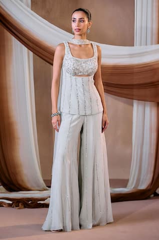 Niamh By Kriti Green Silk Kurta Sharara Set 