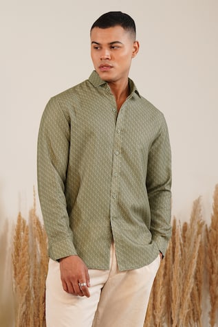 Eleven Brothers Toned Terrain Printed Linen Shirt 