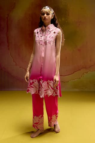 Pink Aura Ombre Kurta & Pant Set 