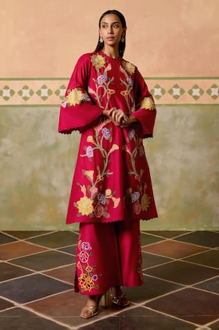 Chandrima Floral Cutwork Kurta & Flared Pant Set 
