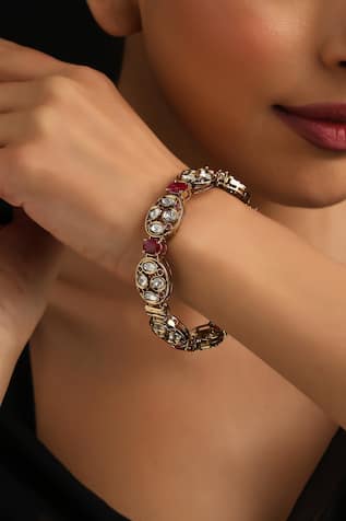 Swabhimann Red Polki Kada 