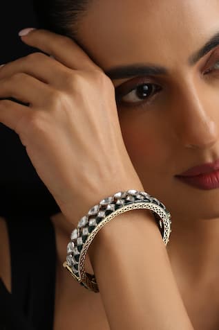 Swabhimann Green Polki Kada 