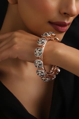 Swabhimann Green Polki Pacheli Kada 