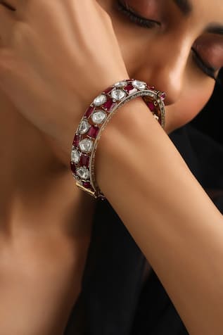 Swabhimann Red Polki Kada 