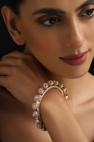 Swabhimann Rose Gold Polki Pacheli Kada 