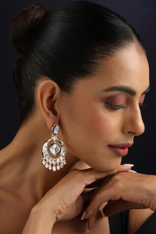 Swabhimann Rose Gold Polki Chandbali Earrings 