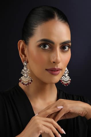 Red Victorian Polki Dangler Earrings 