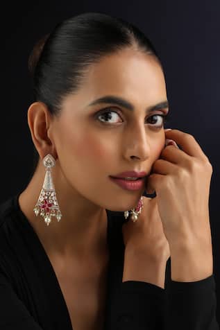 Swabhimann Red Polki Dangler Earrings 