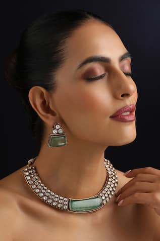 Swabhimann Mint Polki Hasli Necklace Set 