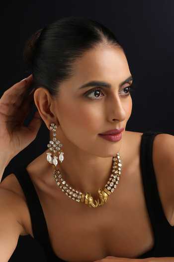 Swabhimann Gold Polki Hasli Necklace Set 
