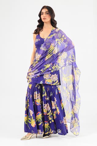 Amrood Floral Printed Kurta Sharara Set 