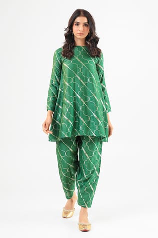 Amrood Deep Green Pure Banarsi Kurta Set 