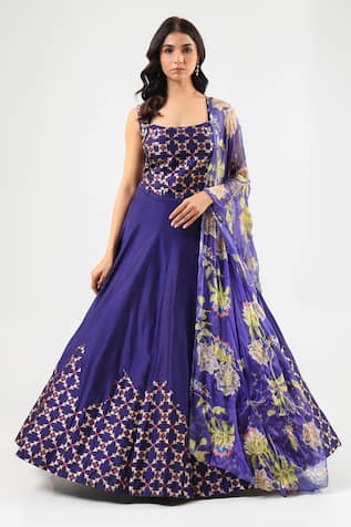 Amrood Designer Deep Blue Lehenga Set 