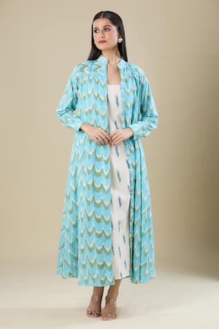 Naintara Bajaj Ikat Handloom Jacket & Dress Set 