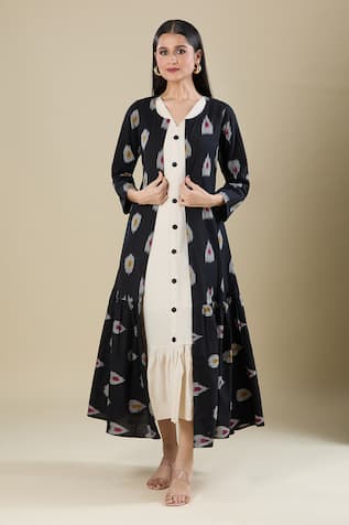 Naintara Bajaj Handloom Cotton Jacket & Dress Set 