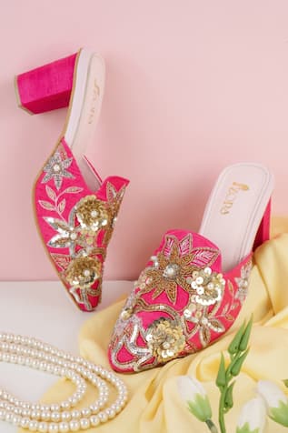 Pink Glo Fuschia Embellished Heels 
