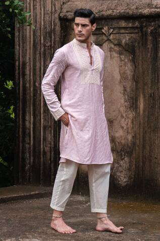 Preevin Onion Big Border Full Embroidered Kurta With Pant 