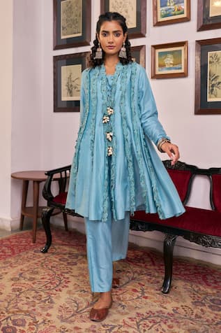 Vidushi Gupta Blush Blue Designer Kurta Set 
