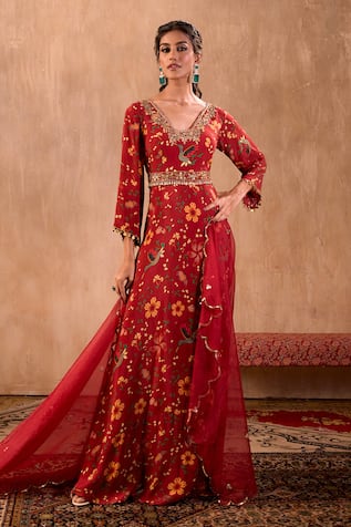 Mehak Murpana X AZA Floral Print Anarkali With Dupatta 