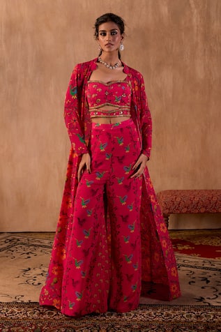 Mehak Murpana X AZA Floral Print Jacket Palazzo Set 