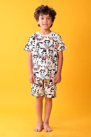 Anthrilo Designer Print Cotton T-Shirt & Shorts Set 