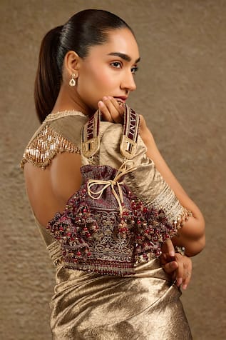 Maroon Velvet Potli Bag 