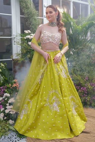 Tamaraa By Tahani Aurelia Peacock Bloom Lehenga Set 