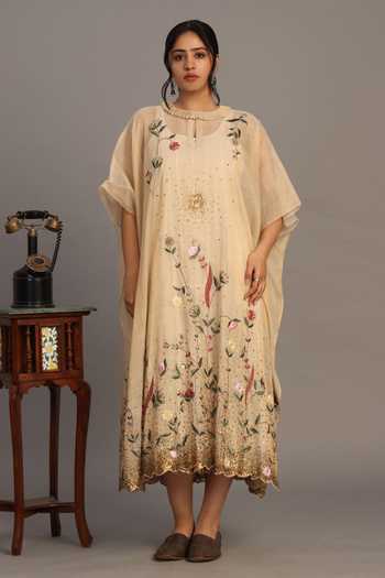 Prama By Pratima Pandey Light Gold Embroidered Tunic 