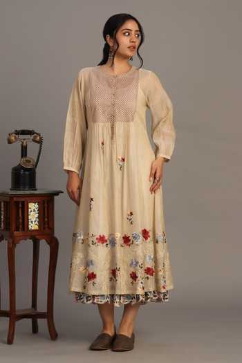 Prama By Pratima Pandey Embroidered Light Gold Tunic 