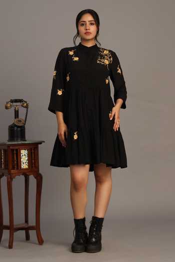 Prama By Pratima Pandey Black Georgette Dress 
