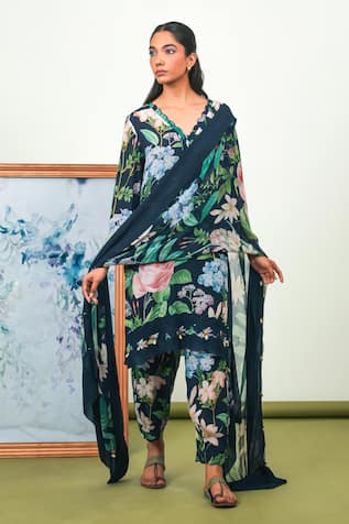 Sage Saga Floral Print Kurta Pant Set 