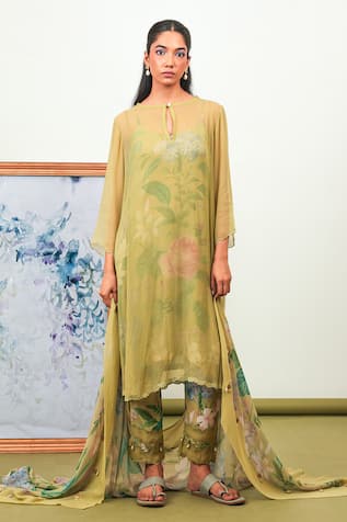 Sage Saga Zinnia Chiffon Phiran Set 