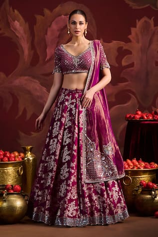 Lashkaraa Embroidered Brocade Lehenga Set 