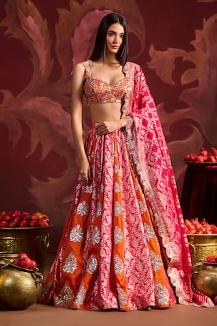 Lashkaraa Embroidered Brocade Lehenga Set 