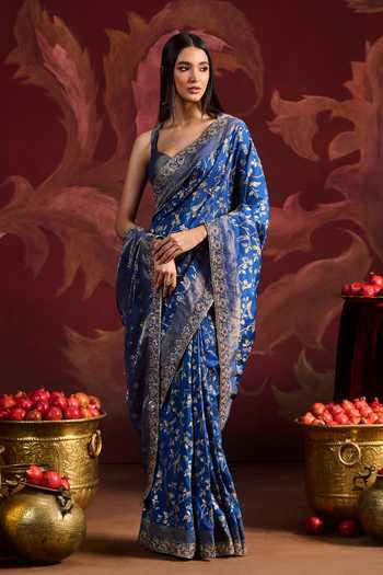 Lashkaraa Embroidered Brocade Saree With Blouse 