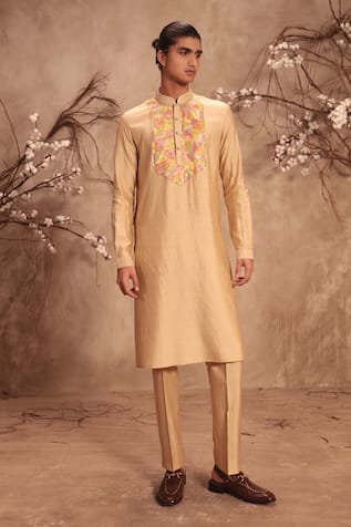 Label Niti Bothra Nazakat Ivory Applique Yoke Kurta Set 