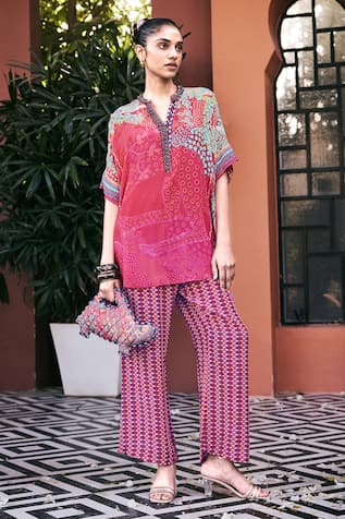 Saundh The Tinga Metallic Zari Embroidered Top & Pant Set 