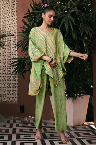 Saundh The Saachi Green Top & Pant Co-ord Set 