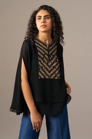 Namrata Joshipura Matrix Zipper Double Layer Top 