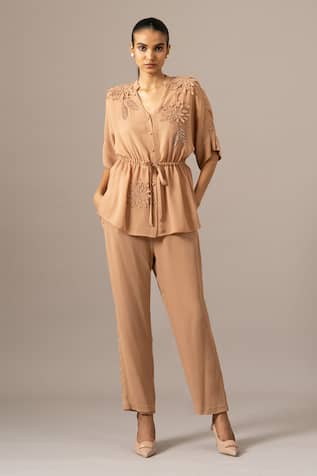 Namrata Joshipura Mocha Front Open String Pant Set 
