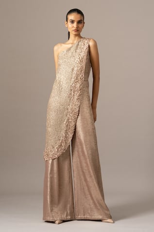 Namrata Joshipura Fern Applique One Shoulder Jumpsuit 