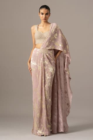 Namrata Joshipura Blush Pink Pre-Draped Saree With Blouse 