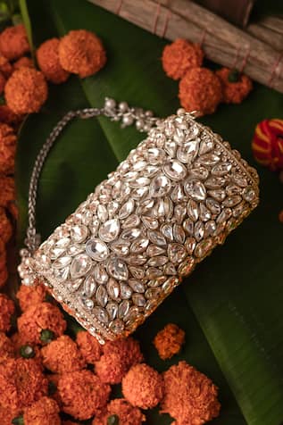 Bhavna Kumar Round Kundan Embellished Clutch 