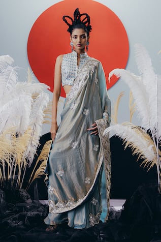 Krisha Sunny Ramani Designer Pre-Draped Saree Set 