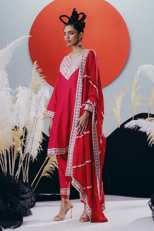 Krisha Sunny Ramani Pink Sequined Kurta Set 