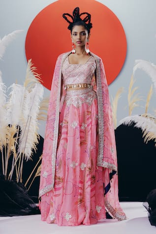 Krisha Sunny Ramani Designer Pink Lehenga Set 