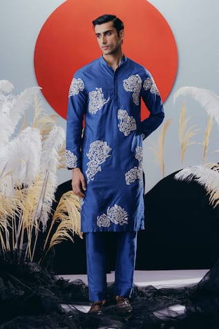 Krisha Sunny Ramani Blue Cutdana Embroidered Kurta Set 