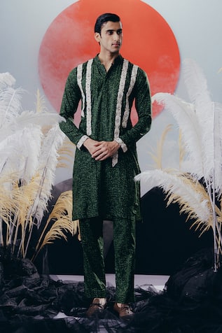 Krisha Sunny Ramani Designer Green Cutdana Kurta Set 