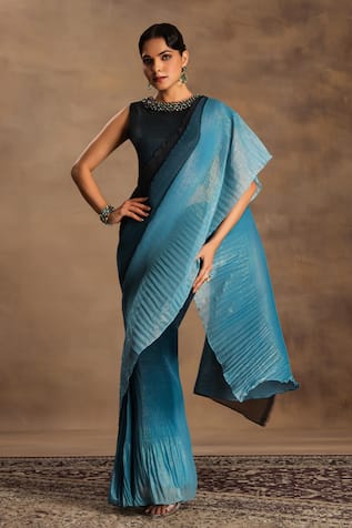 Preeti Mehta Twilight Ombre Pre-Draped Saree With Blouse 