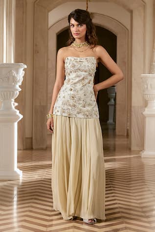 Paulmi And Harsh Ivory Corset Kurta & Sharara Set 